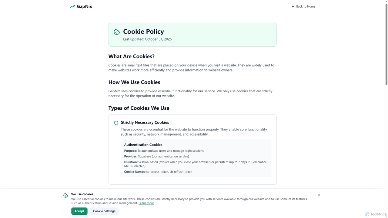 Cookie Policy | GapNix for GapNix