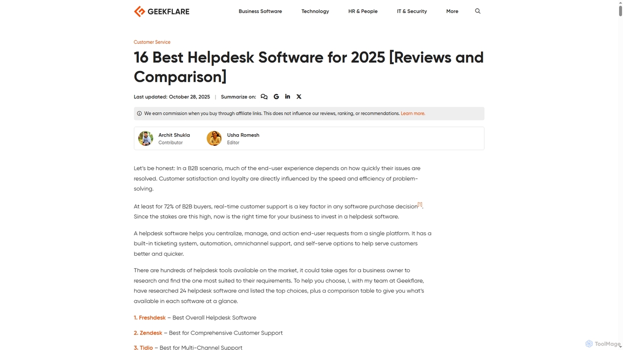 16 Best Helpdesk Software for 2025 [Reviews and Comparison] for Geekflare AI
