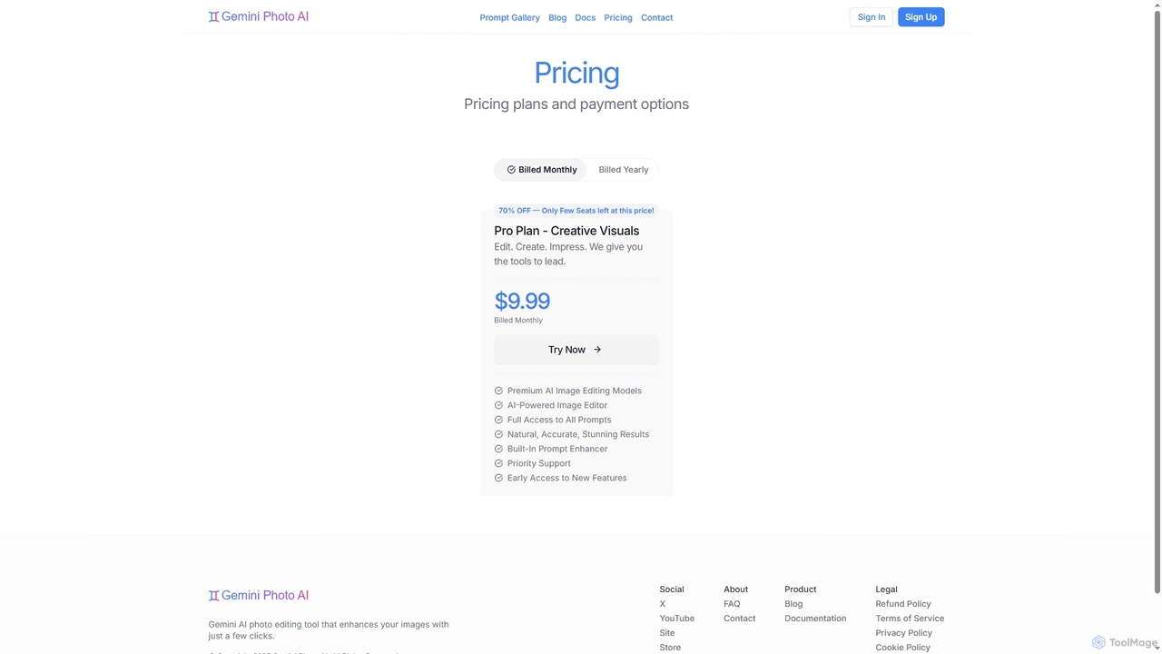 Pricing for Gemini Photo