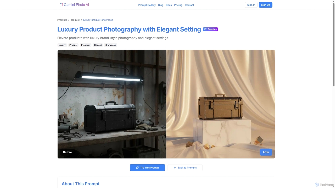 Luxury Product Photography with Elegant Setting | Gemini Photo AI Prompts for Gemini Photo