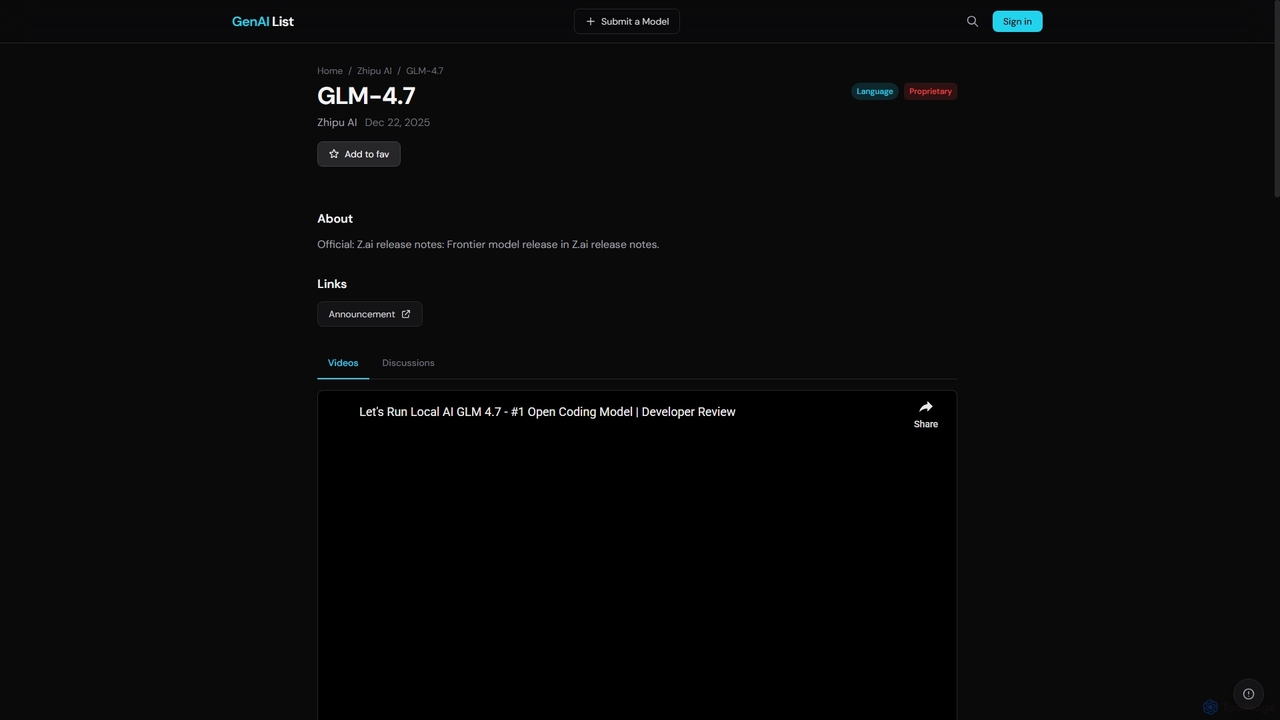 GLM-4.7 - GenAI List for GenAI List