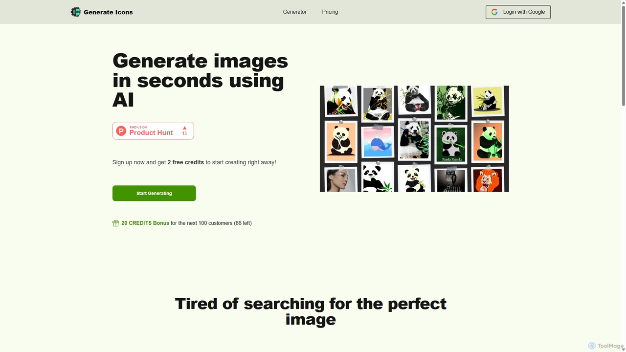 Generate Icons | AI驅動的客製化圖示與圖像生成器 - ToolMage