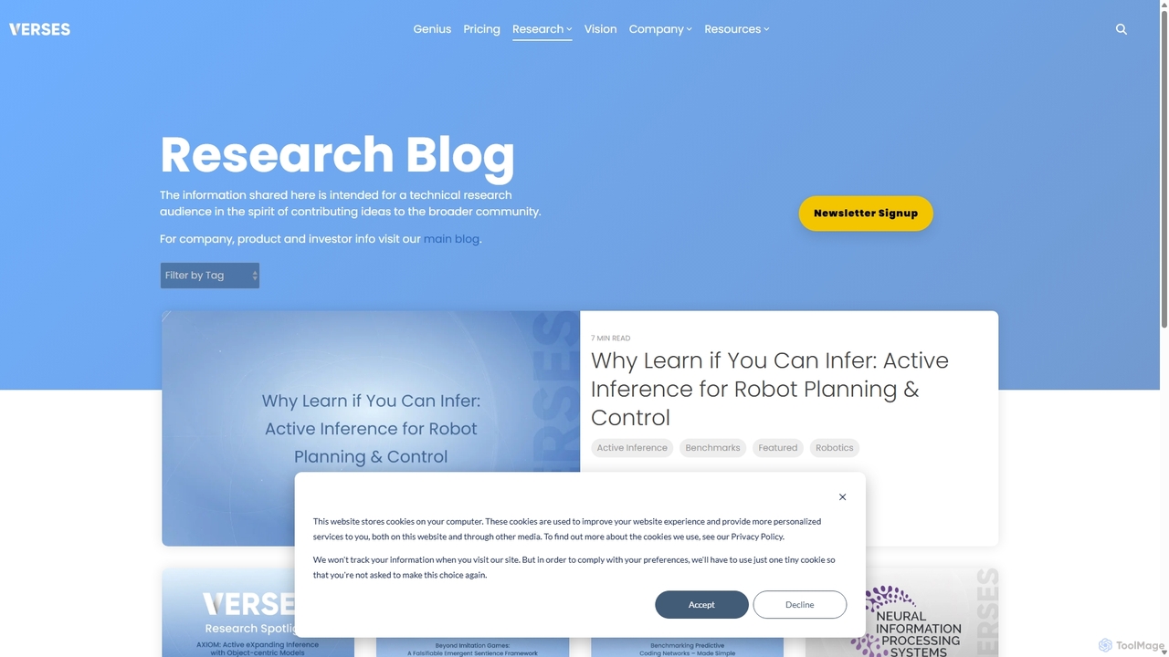 VERSES Research Blog for Genius