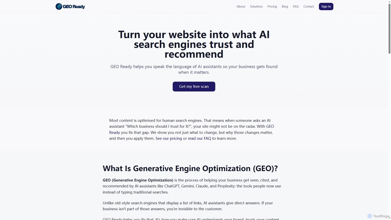 GEO Solutions | AI Visibility Services & Strategy - GEO Ready for GEO Ready