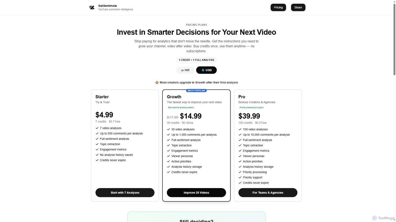 Pricing – Smarter Growth Decisions | GetSentimate | GetSentimate for GetSentimate