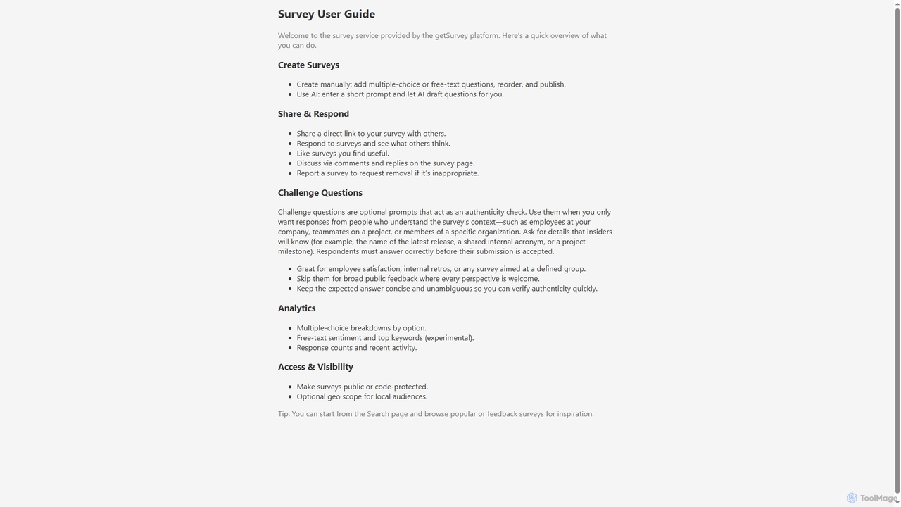 GetSurvey for GetSurvey