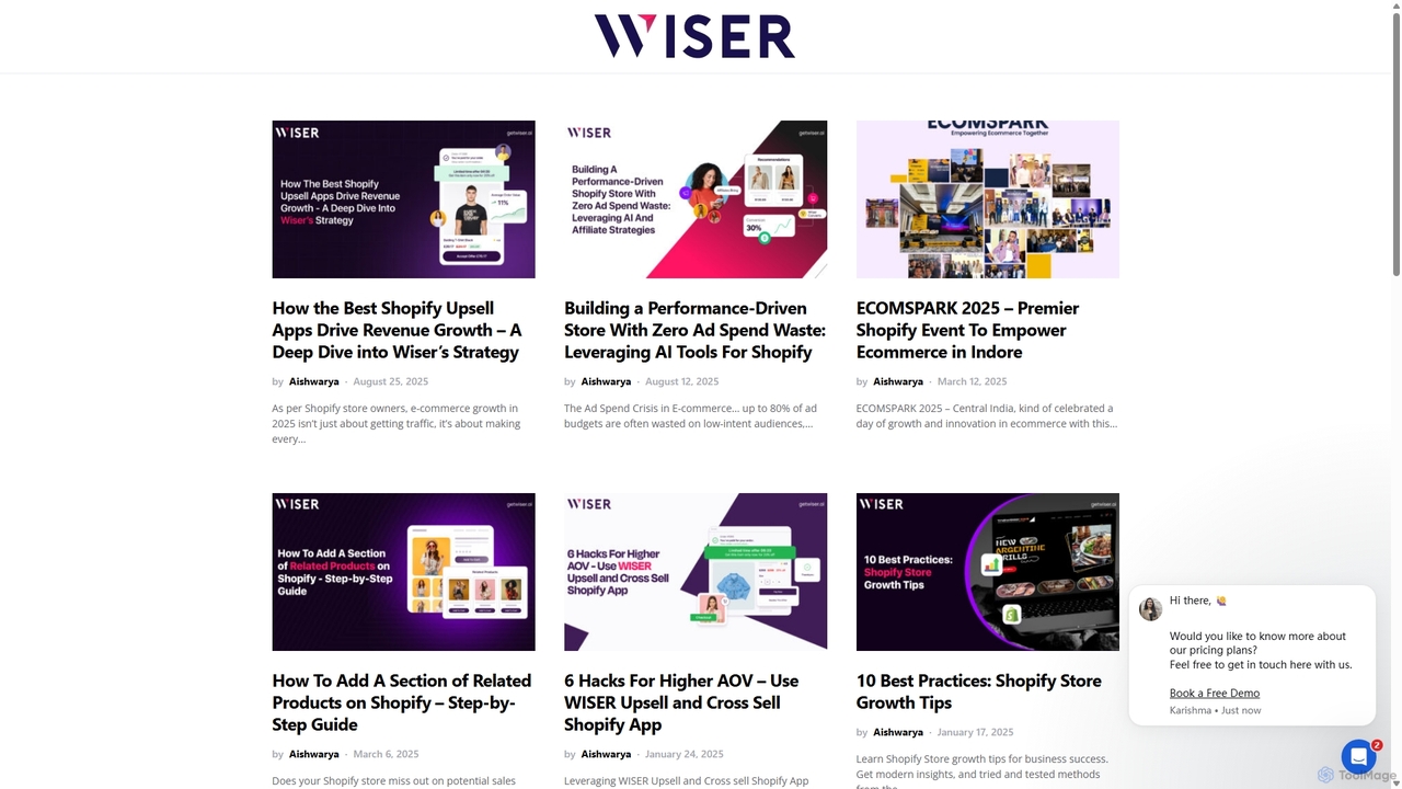 Wiser Personalized Recommendations Shopify App BLog - Learn more about the Ai based personalized recommendations in Shopify for Getwiser
