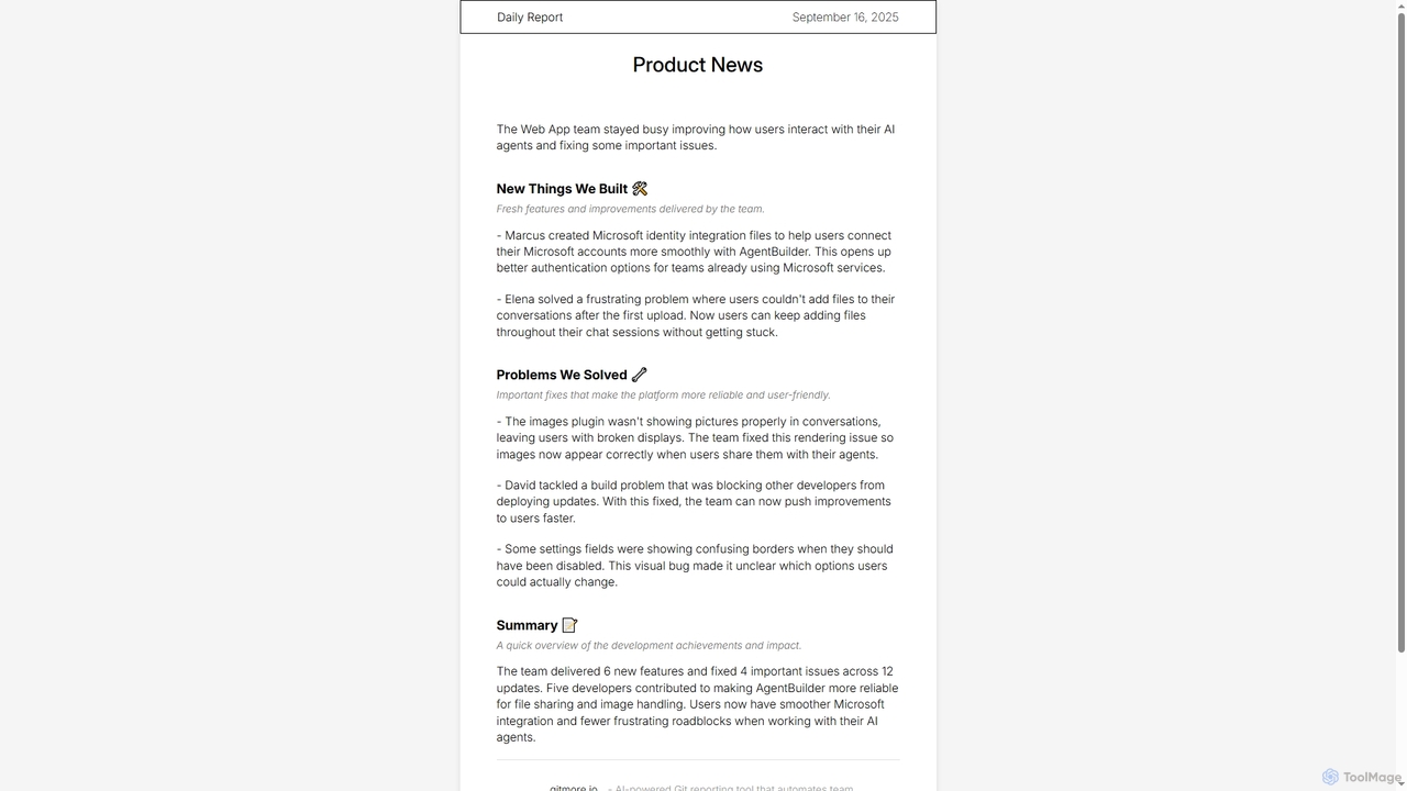 Development Report for Gitmore
