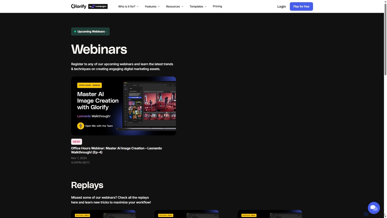 Glorify Webinars for Glorify