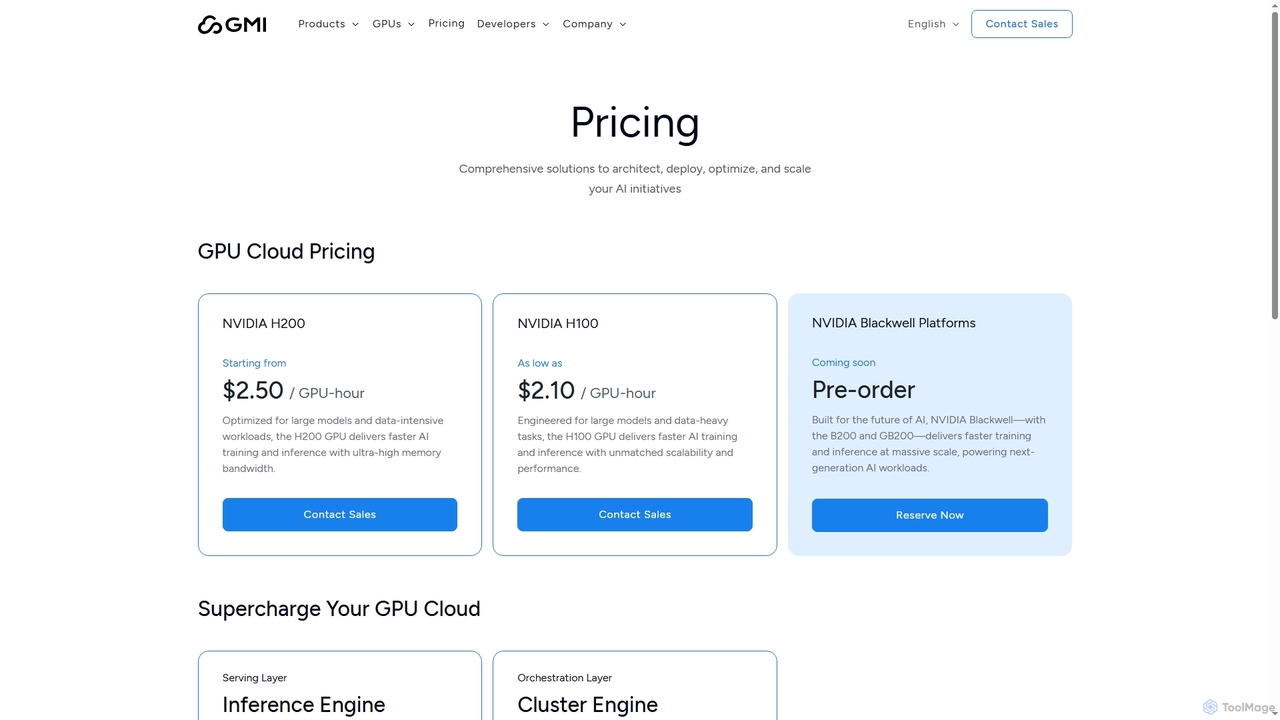 GPU Cloud Pricing for AI & HPC workloads | GMI Cloud for Gmi Cloud