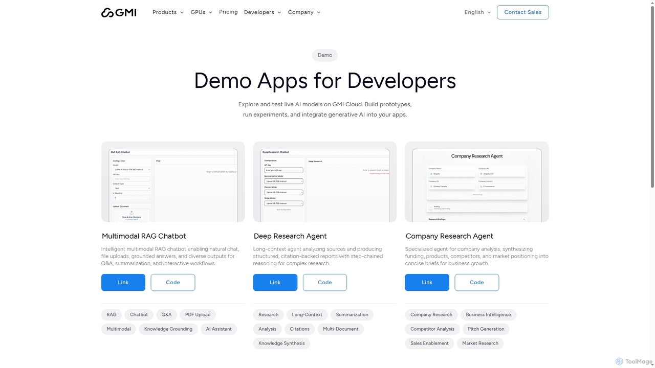 AI Demo Apps for Developers | Build & Test on GMI Cloud for Gmi Cloud