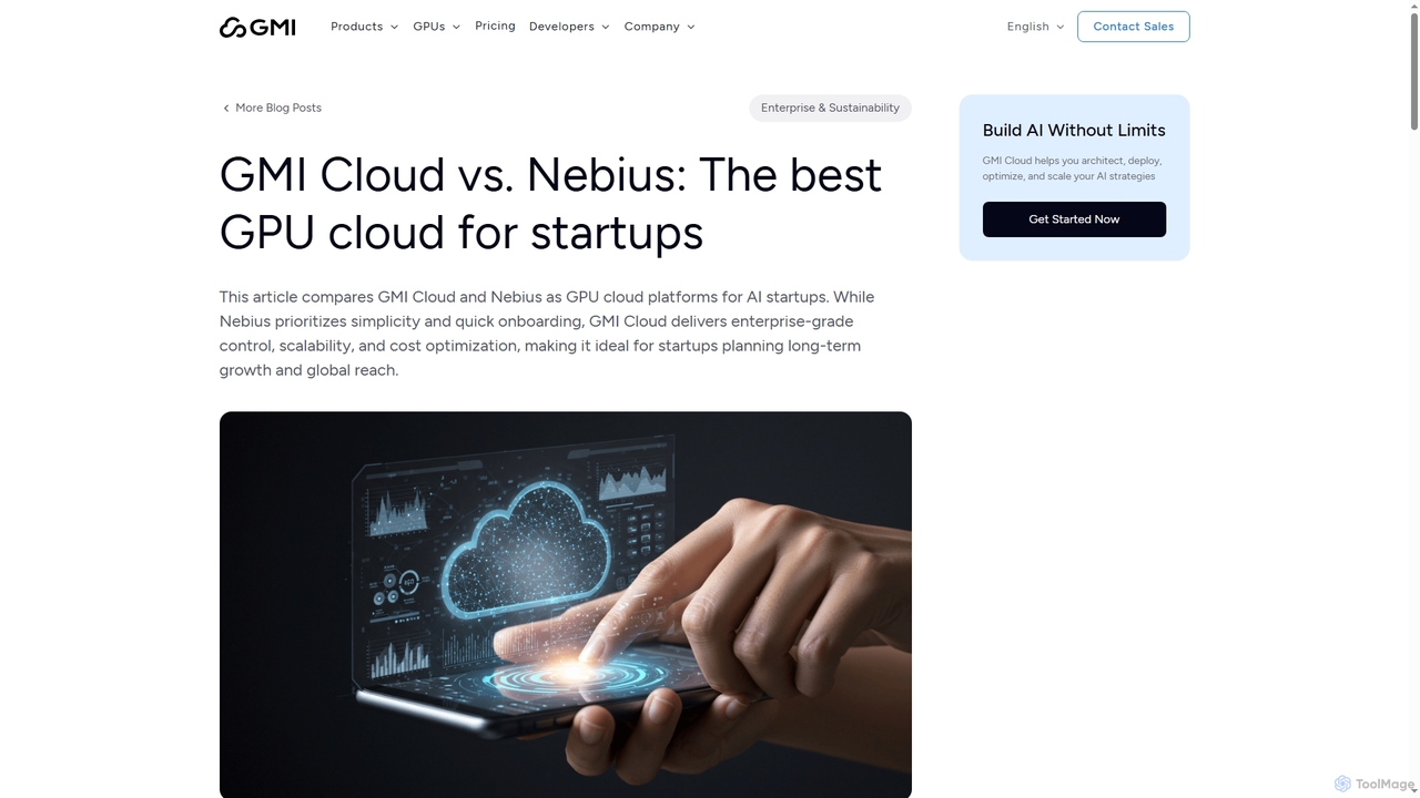 GMI Cloud vs. Nebius: The best GPU cloud for startups for Gmi Cloud