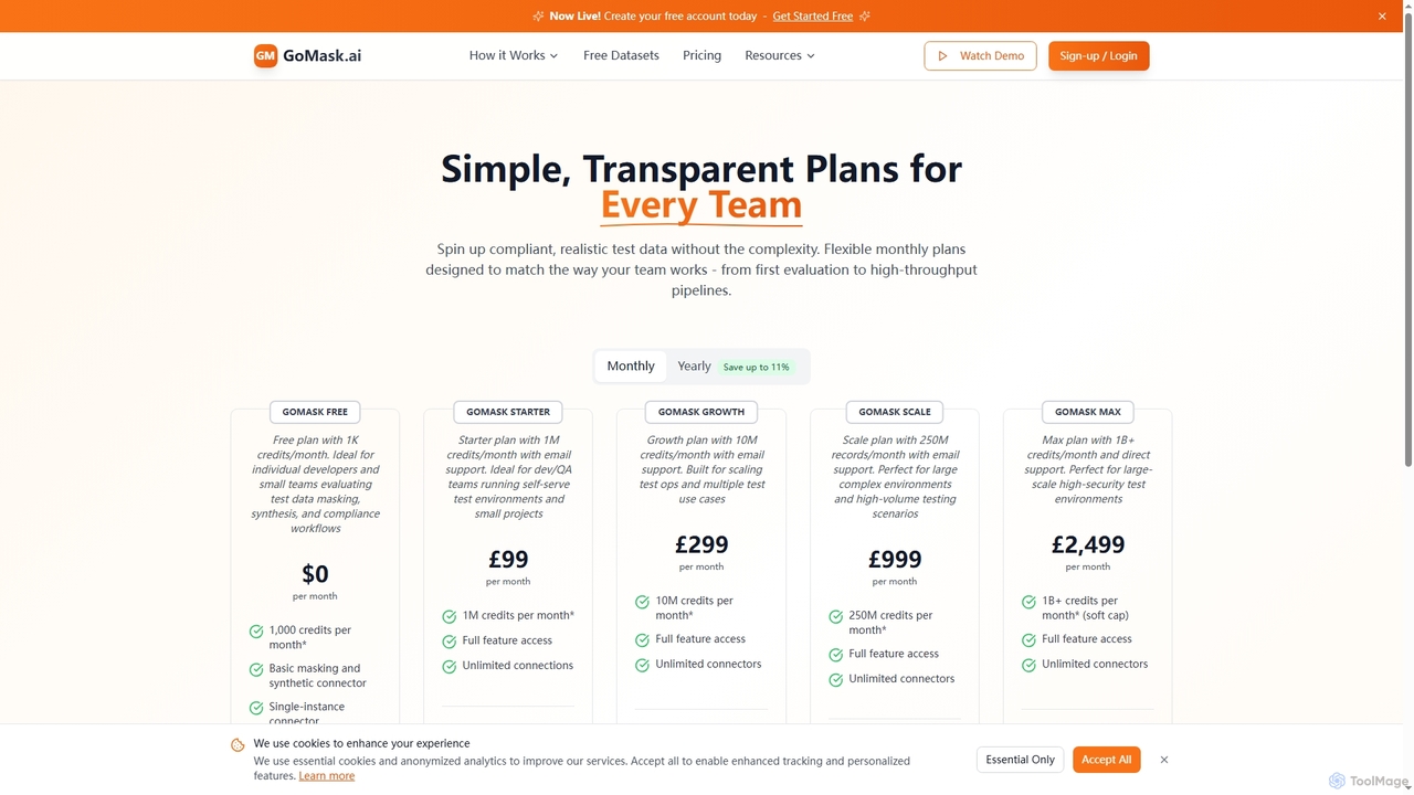 GoMask.ai - AI-Powered Data Masking & Synthetic Data Generation for GoMask