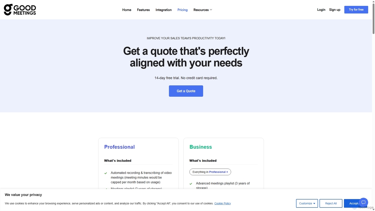 Pricing - AI Powered Sales Resources for Revenue Teams for Goodmeetings