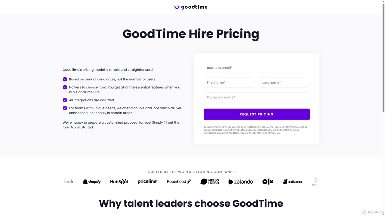 GoodTime Hire Pricing | GoodTime for GoodTime
