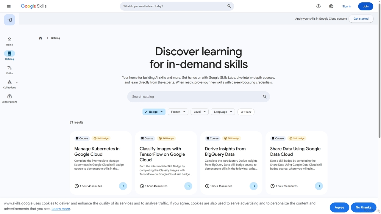 Catalog | Google Skills for Google Skills