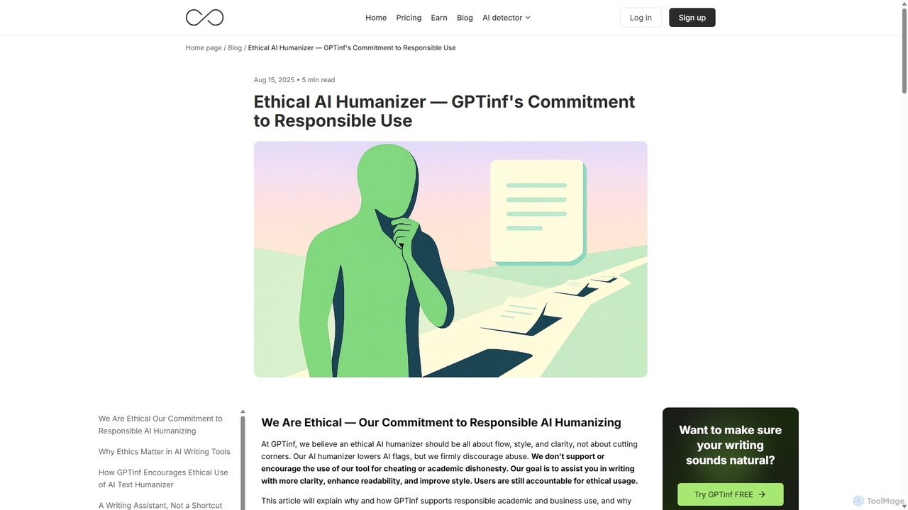 Ethical AI Humanizer — GPTinf's Commitment to Responsible Use for GPTinf
