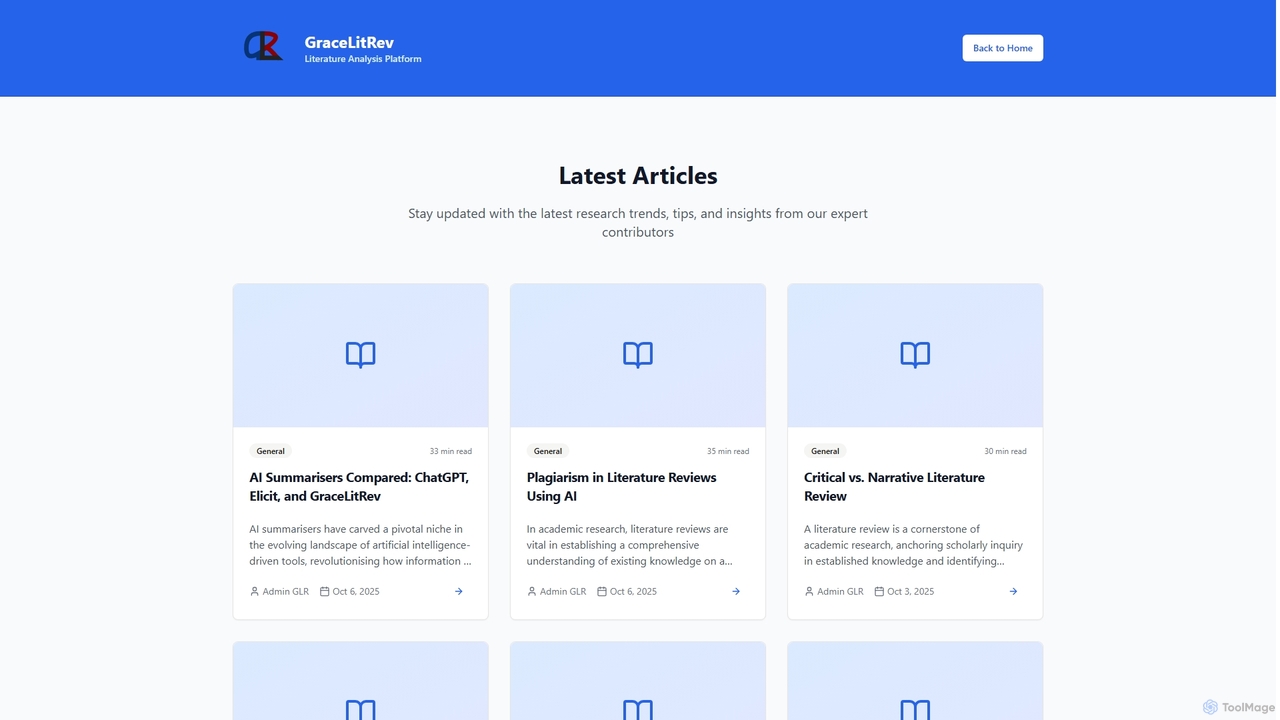 GraceLitRev - AI-Powered Academic Literature Review Platform for GraceLitRev