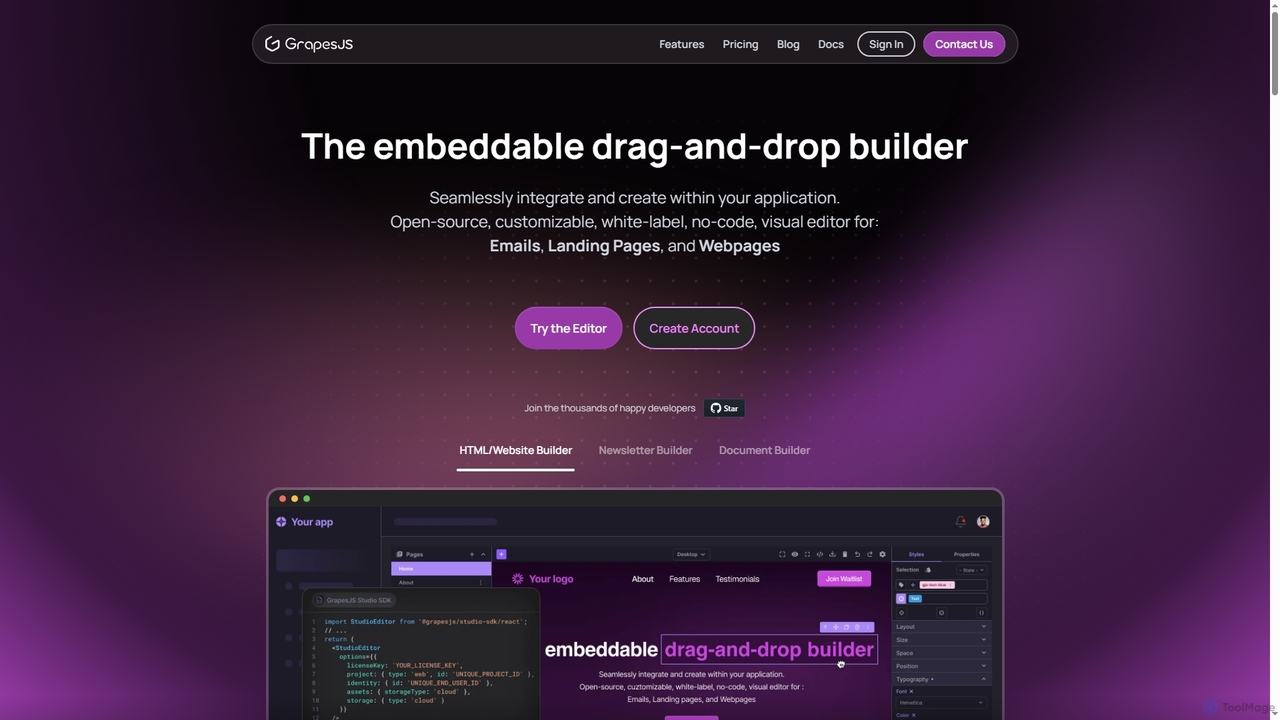 GrapesJS - Free and Open Source Web Template Editor Framework for Grapesjs