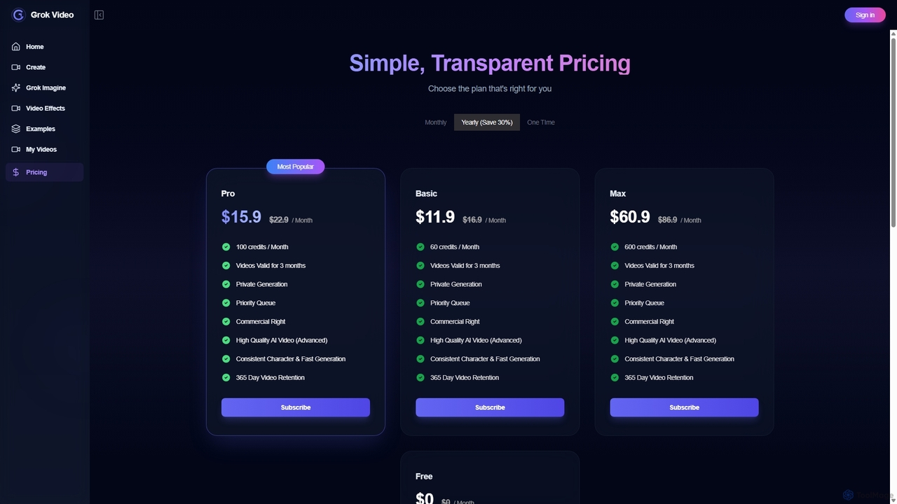 Pricing - Grok Video for Grok Video