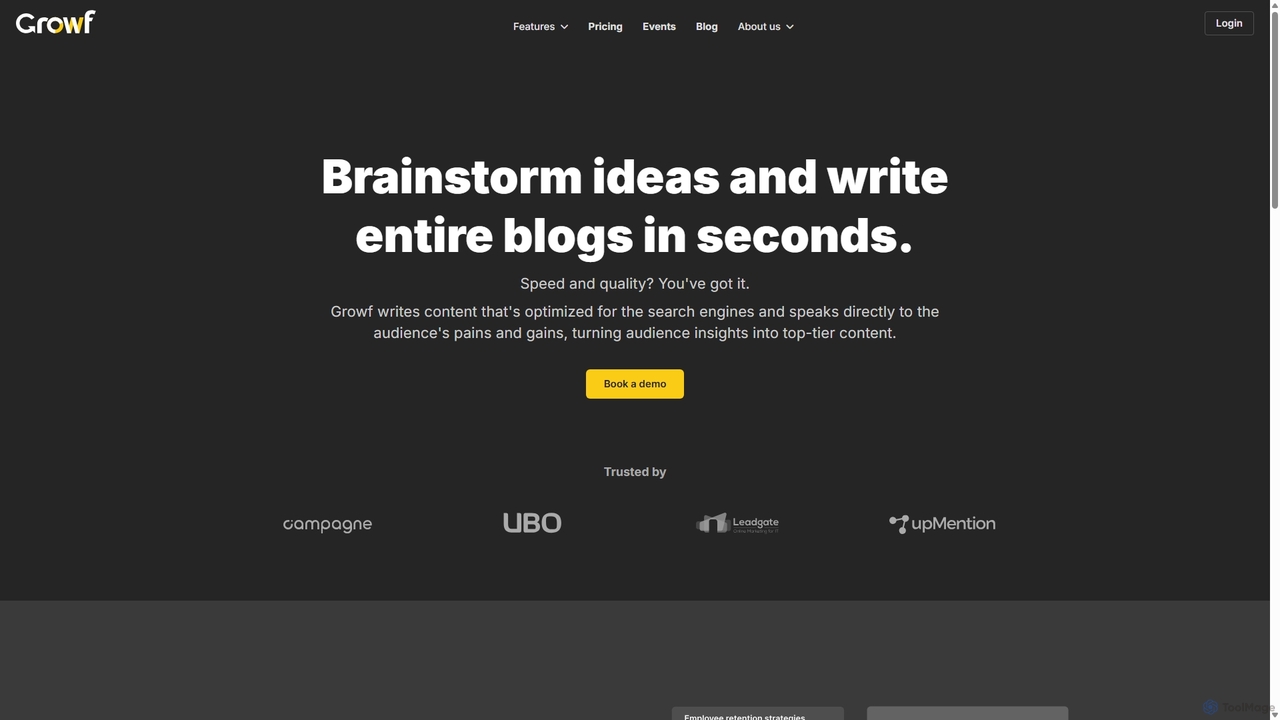 Write SEO content in minutes, not hours. for Growf