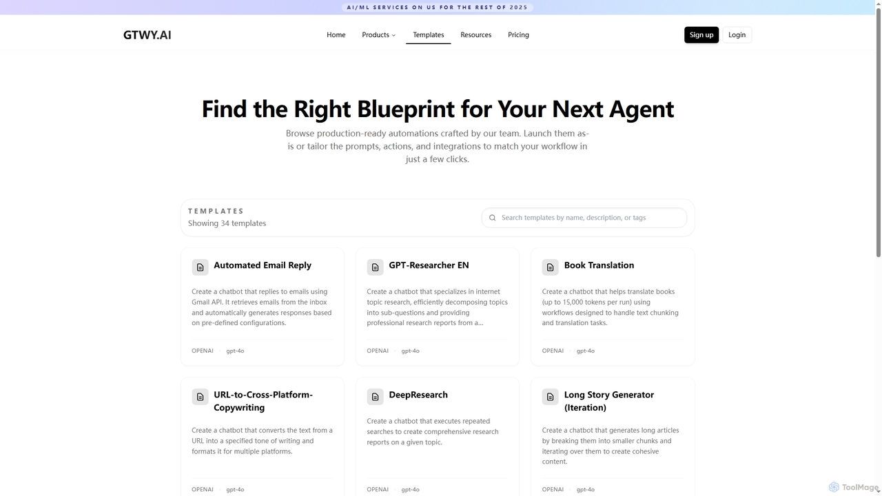 Templates | GTWY.AI for Gtwy