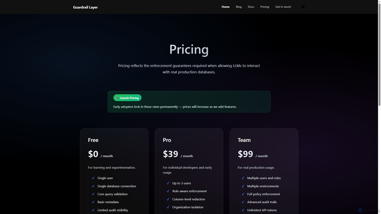 Pricing - Guardrail Layer for Guardrail Layer