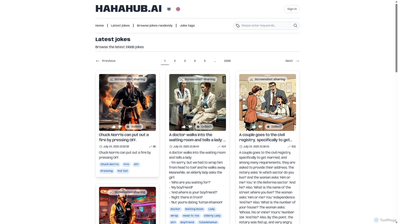 Stay updated with the latest additions to our joke collection. Discover new and hilarious jokes added daily to keep you laughing. for Hahahub