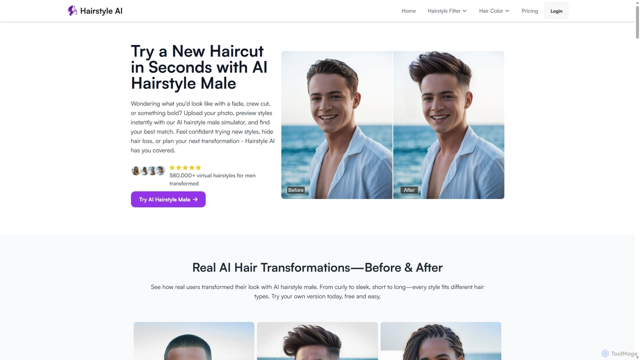 AI Hairstyle Simulator for Men – Free, Fast, Realistic for Hair Style.ai