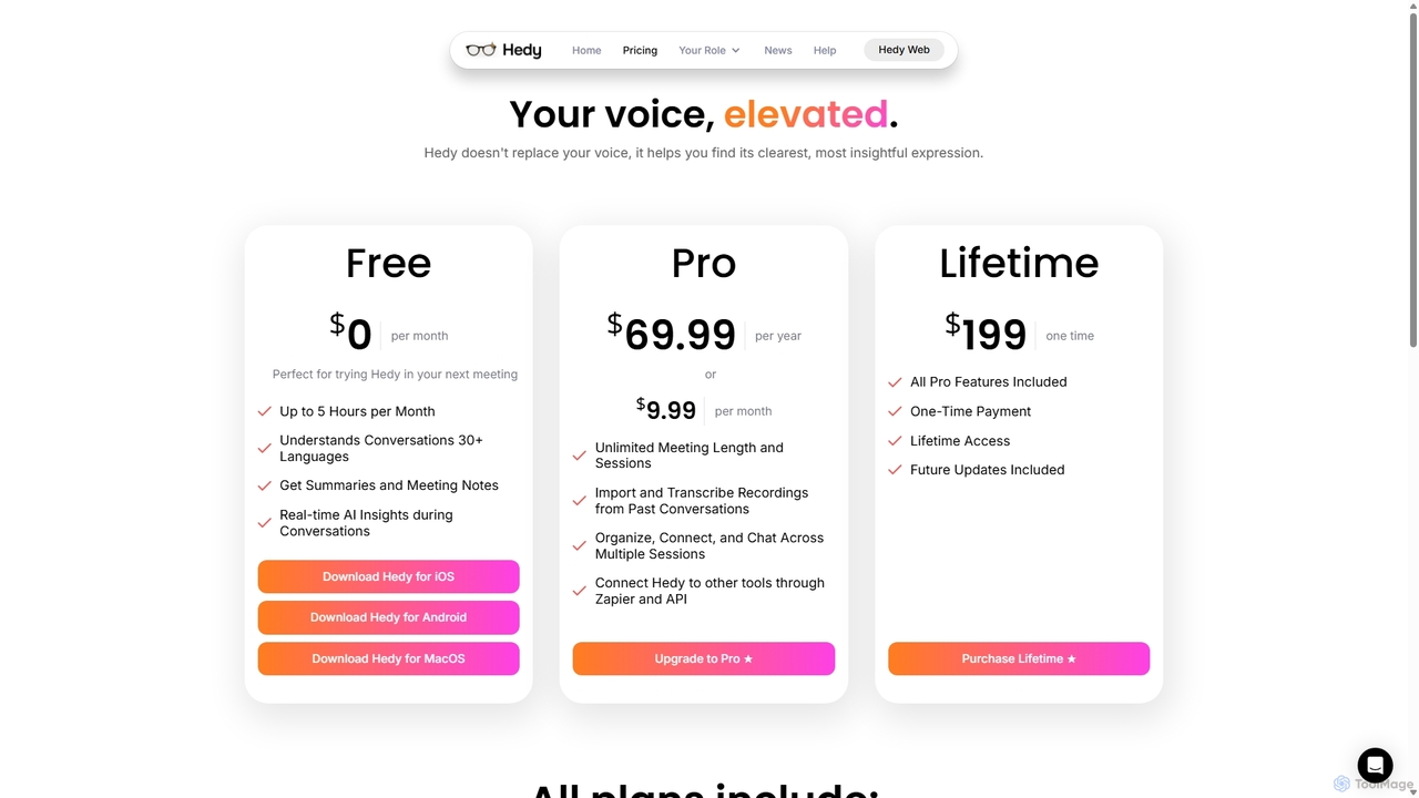 Hedy AI Pricing for Hedy