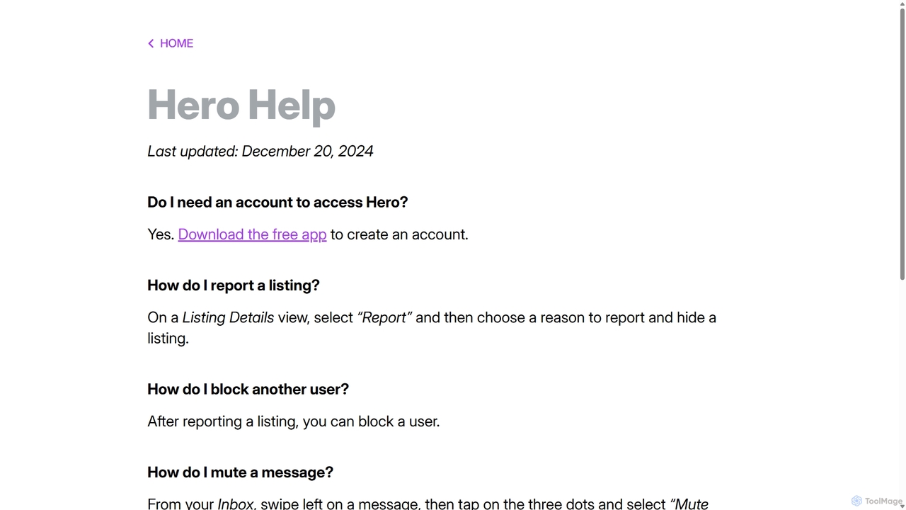 Hero – Help and Support for Hero