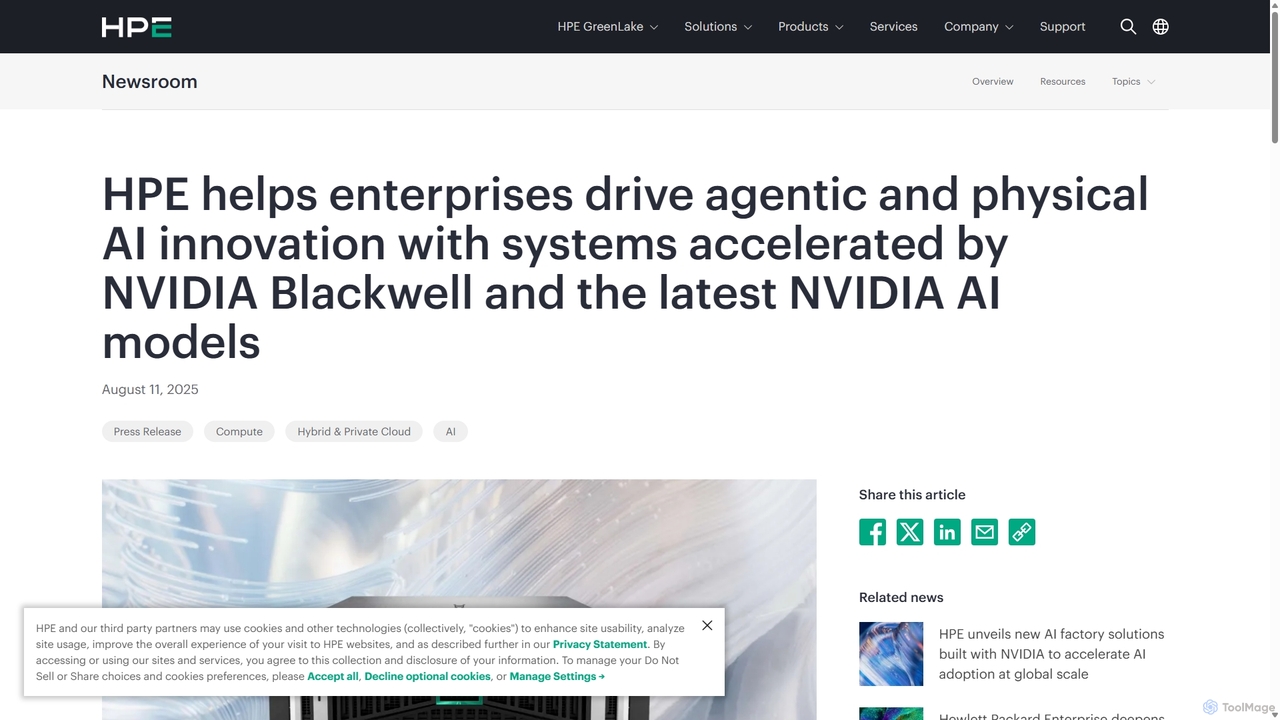 HPE helps enterprises drive agentic and physical AI innovation with systems accelerated by NVIDIA Blackwell and the latest NVIDIA AI models | HPE for Hewlett Packard Enterprise (HPE)