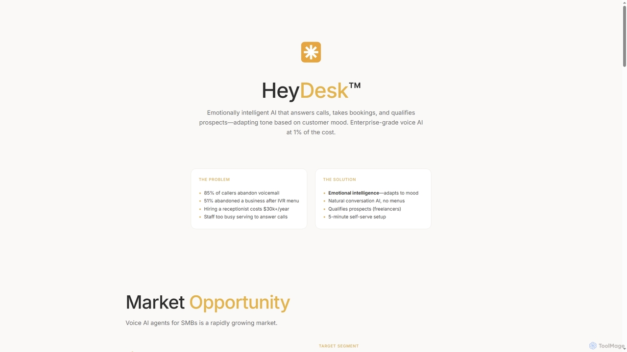 HeyDesk™ - Investment Deck for HeyDesk