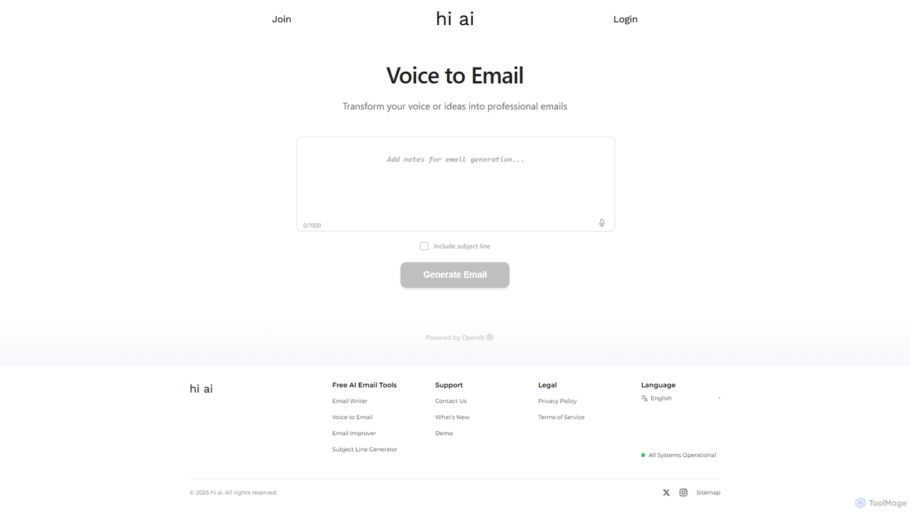 Voice to Email Generator | Free AI Speech-to-Email Writing Tool for Hiaireply
