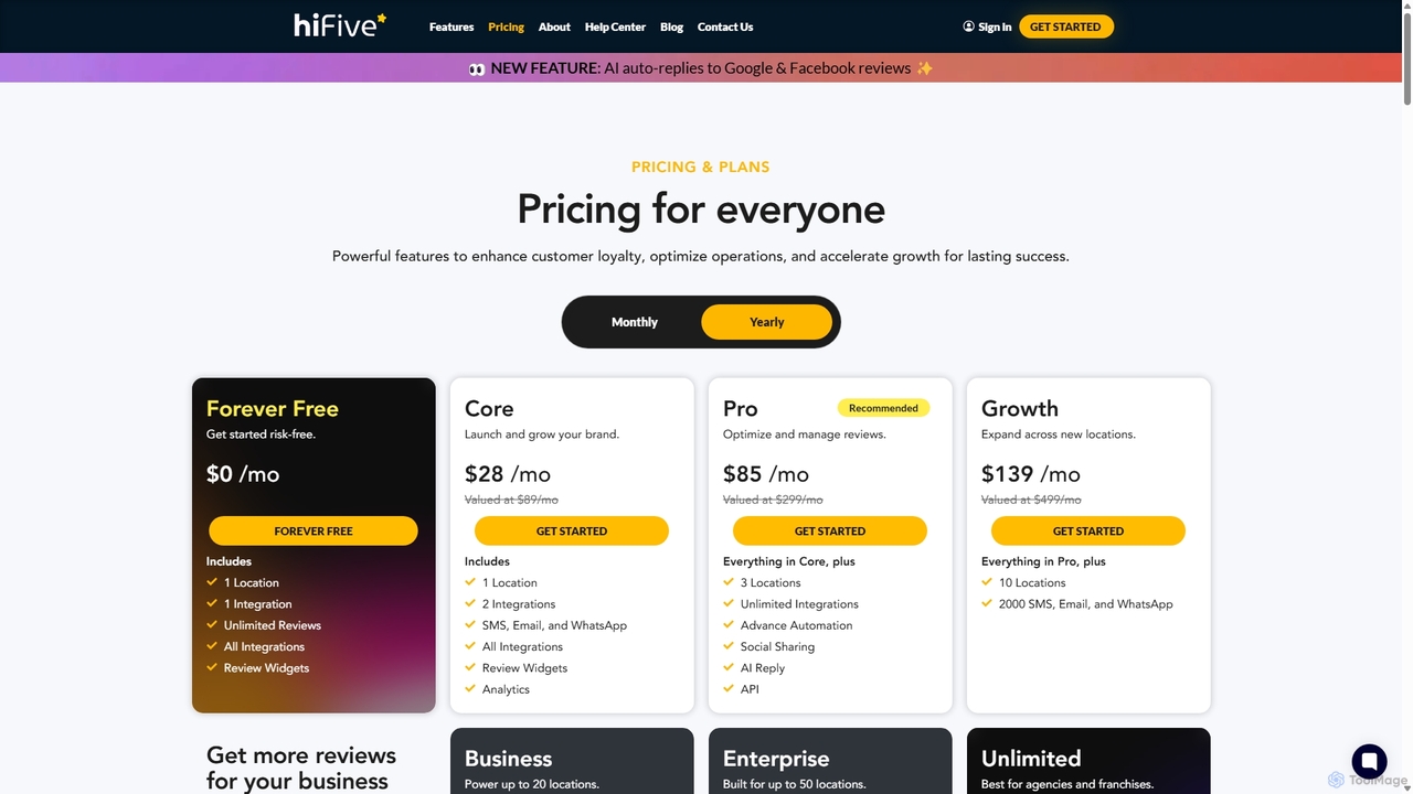 Pricing & Plans - HiFiveStar | HiFiveStar - Reviews & Reputation Software for Hifivestar