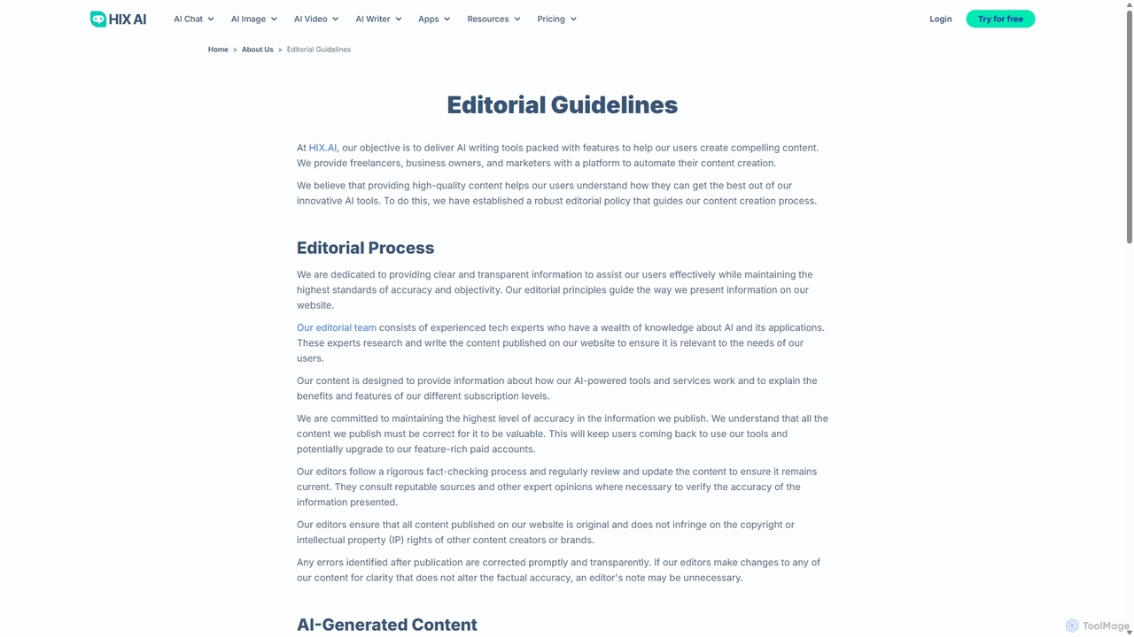 Editorial Guidelines | HIX.AI for HIX.AI