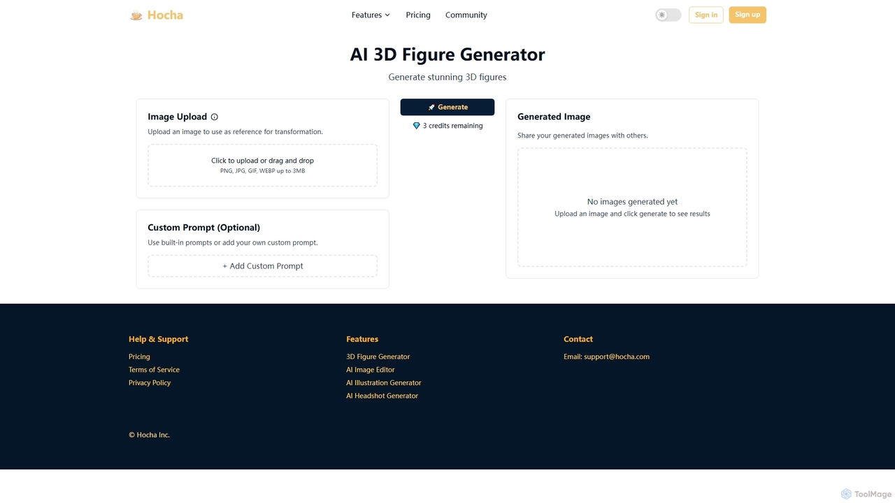 3D Figure Generator - Generation 3D Figures with AI for Hocha