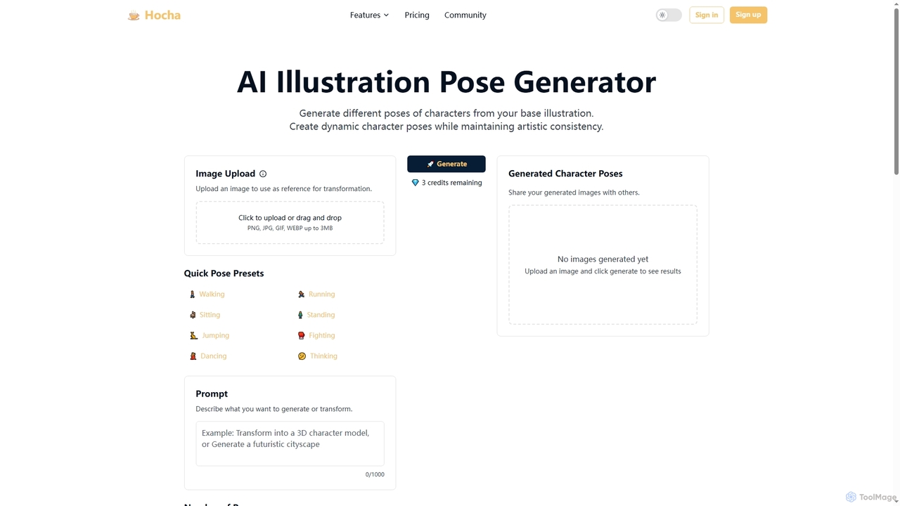 AI Illustration Pose Generator - Create Character Poses | Hocha for Hocha