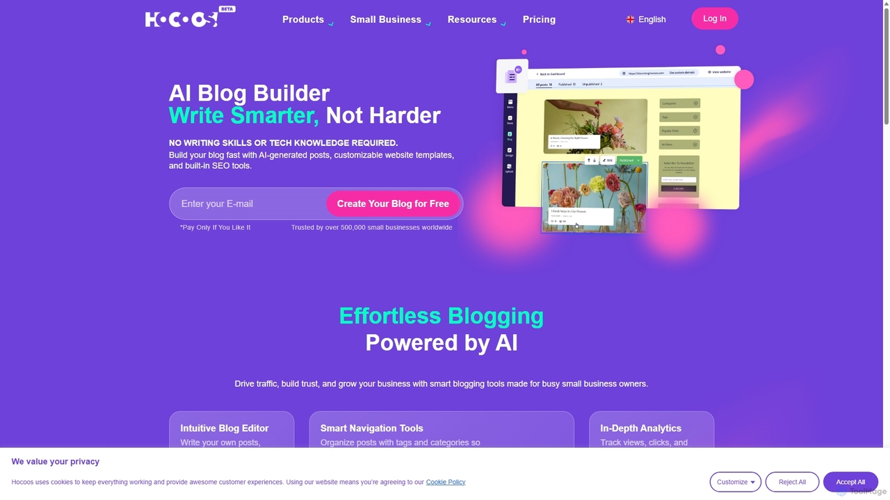 AI Blog Builder for Small Business | Hocoos AI for Hocoos
