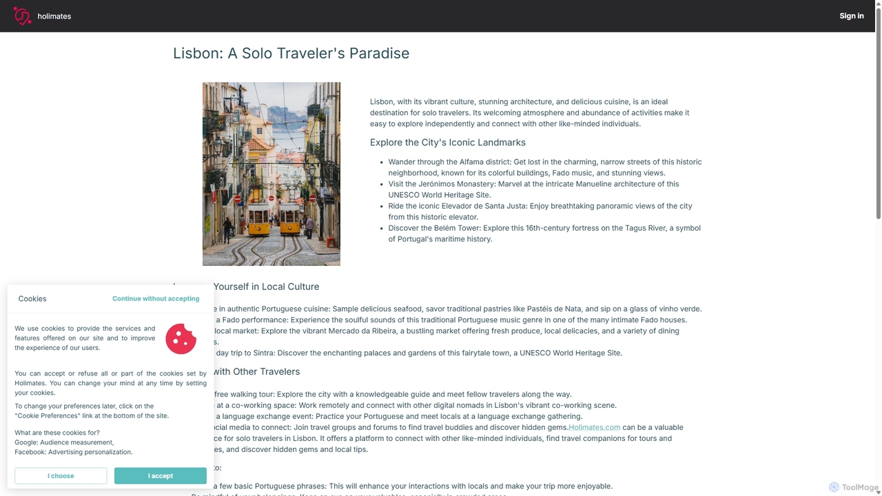 Lisbon: A Solo Traveler's Paradise | Holimates for Holimates