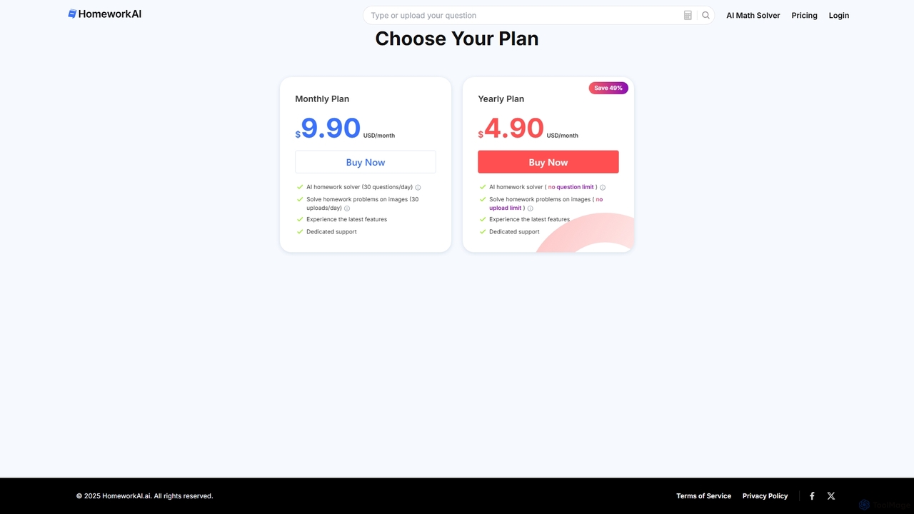 Pricing Plans | HomeworkAI for HomeworkAI