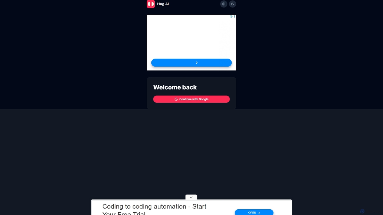 Welcome back | Hug AI for HugAI