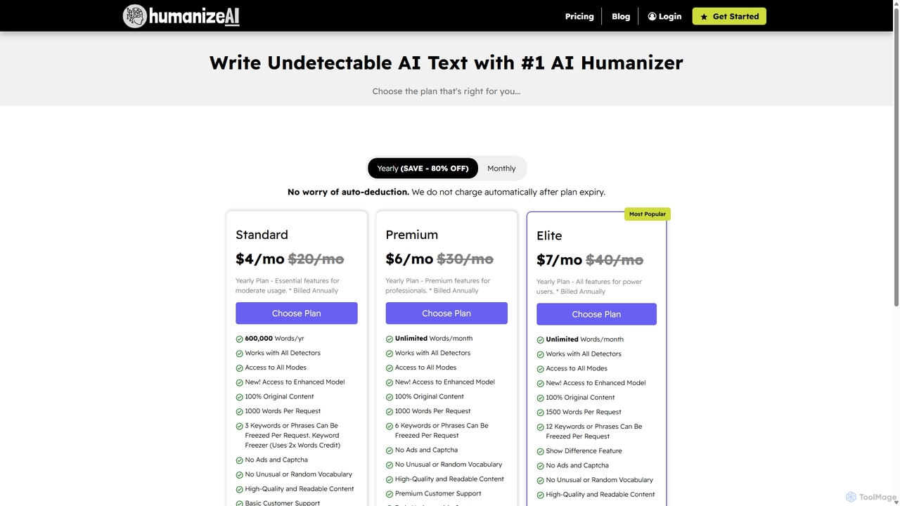 Plans & Pricing - Humanize AI (humanizeAI.io) for Humanizeai