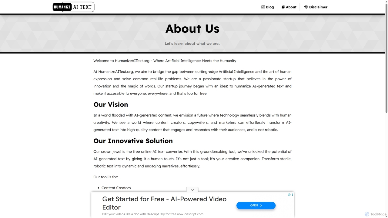 About humanizeaitext.org for Humanizeaitext
