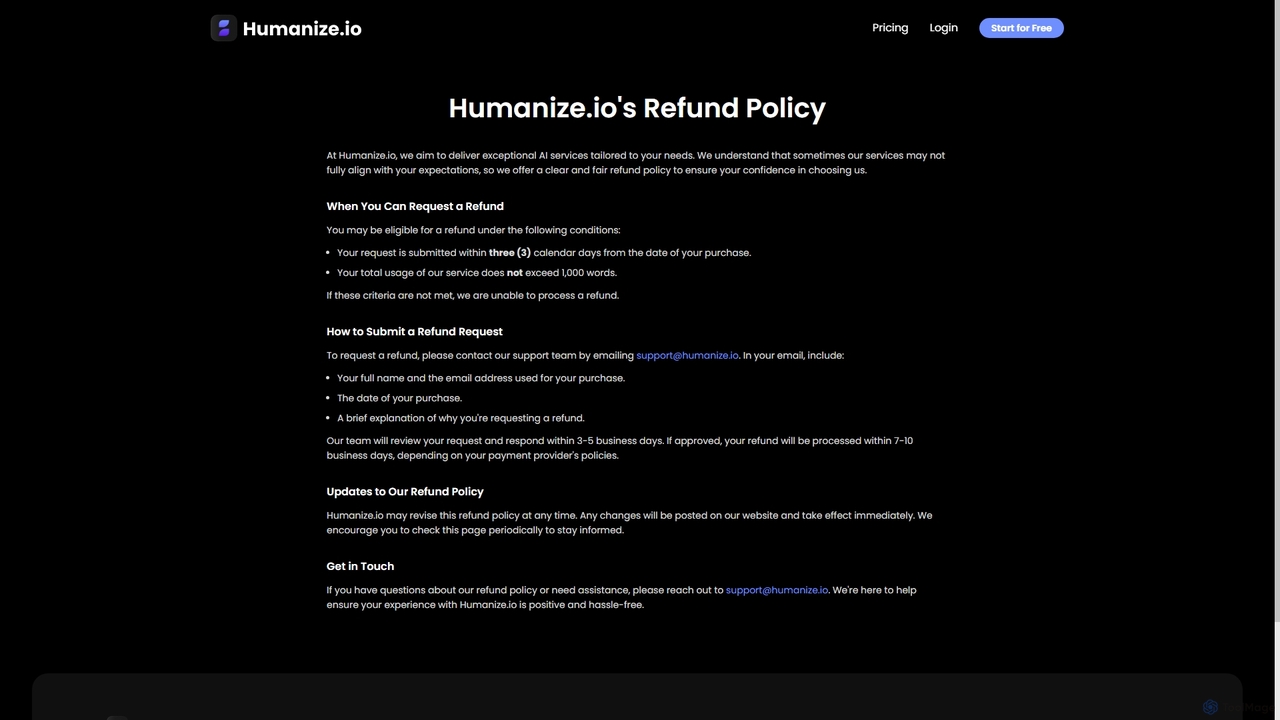 Refund Policy | Humanize.io for Humanize.io