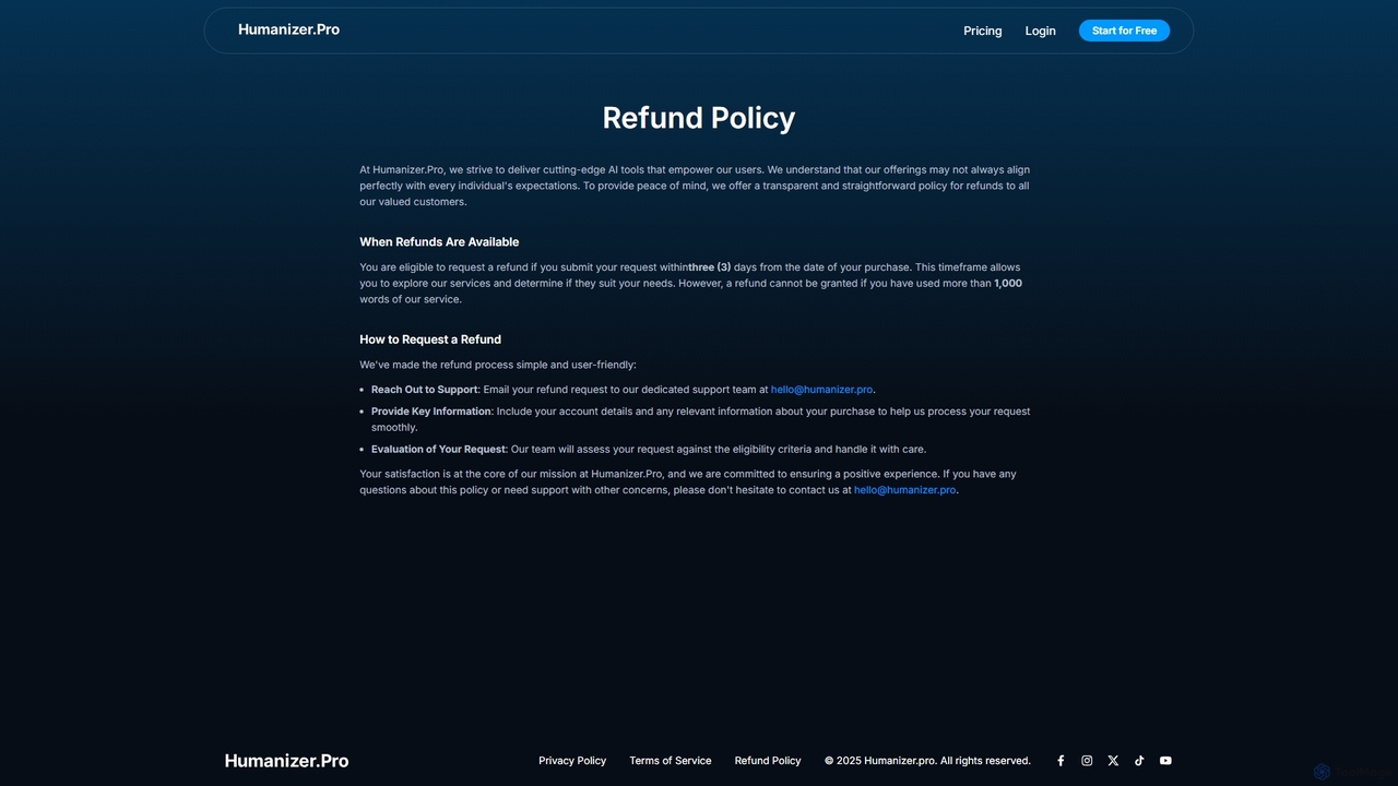 Refund Policy | Humanizer.Pro for Humanizer Pro