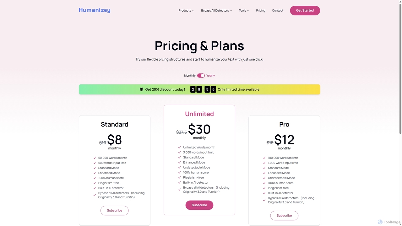 Pricing - Humanizey for Humanizey