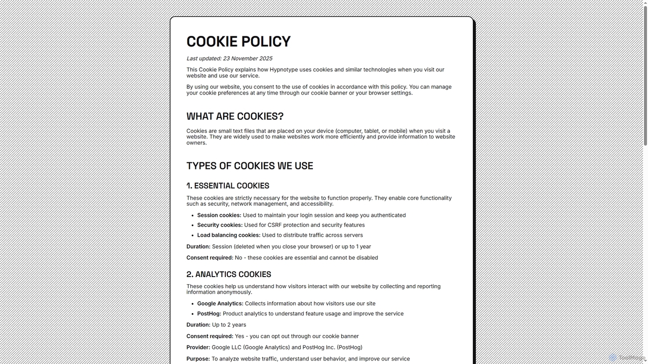 Cookie Policy | Hypnotype for Hypnotype