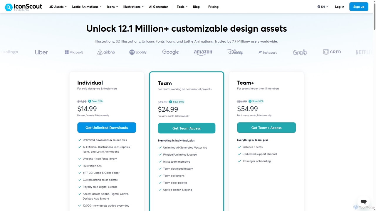 IconScout Pricing and Plans – Individual and Team Plans for IconScout