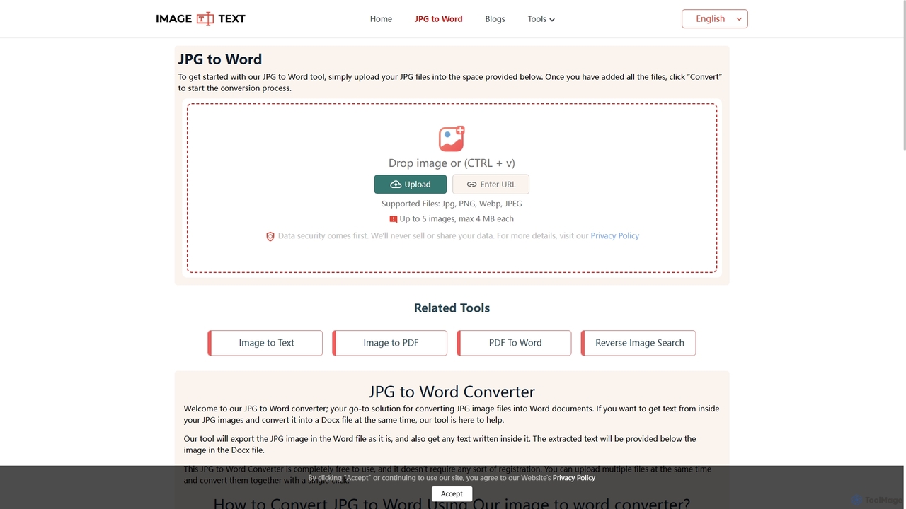 JPG to Word Converter - Convert JPG to Word for Imagetotext.me
